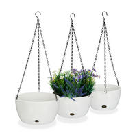 3-TLG.BLUMENAMPEL-SET - Weiß, Kunststoff/Metall (67cm) - Relaxdays