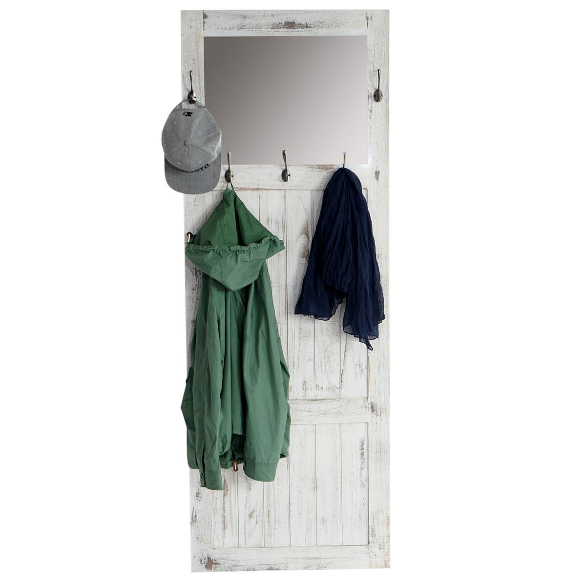 WANDGARDEROBE MIT SPIEGEL SHABBY-LOOK Weiß - Weiß, Holz (65/180/7cm) - MCW