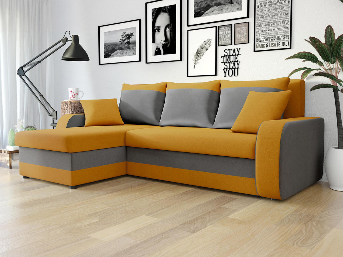 ECKSOFA Kris Lux - Gelb/Schwarz, Holz/Kunststoff (238/147cm) - MIRJAN24
