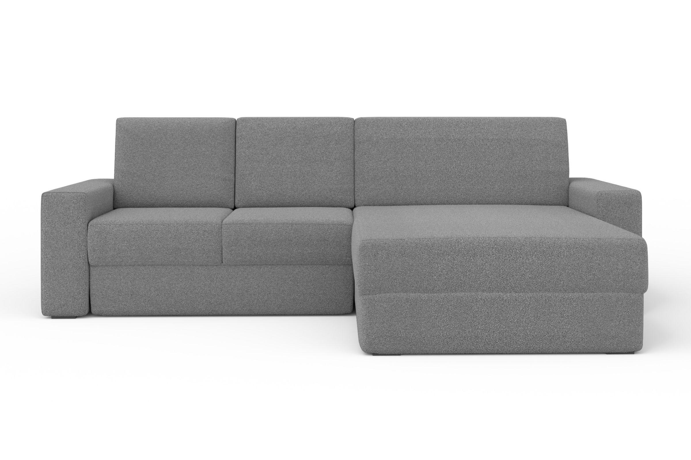 ECKSOFA TOCO XL 275/170 cm in Boucle Dunkelgrau rechts - Creme, Holz/Holzwerkstoff (275/170cm) - Deine Möbel 24