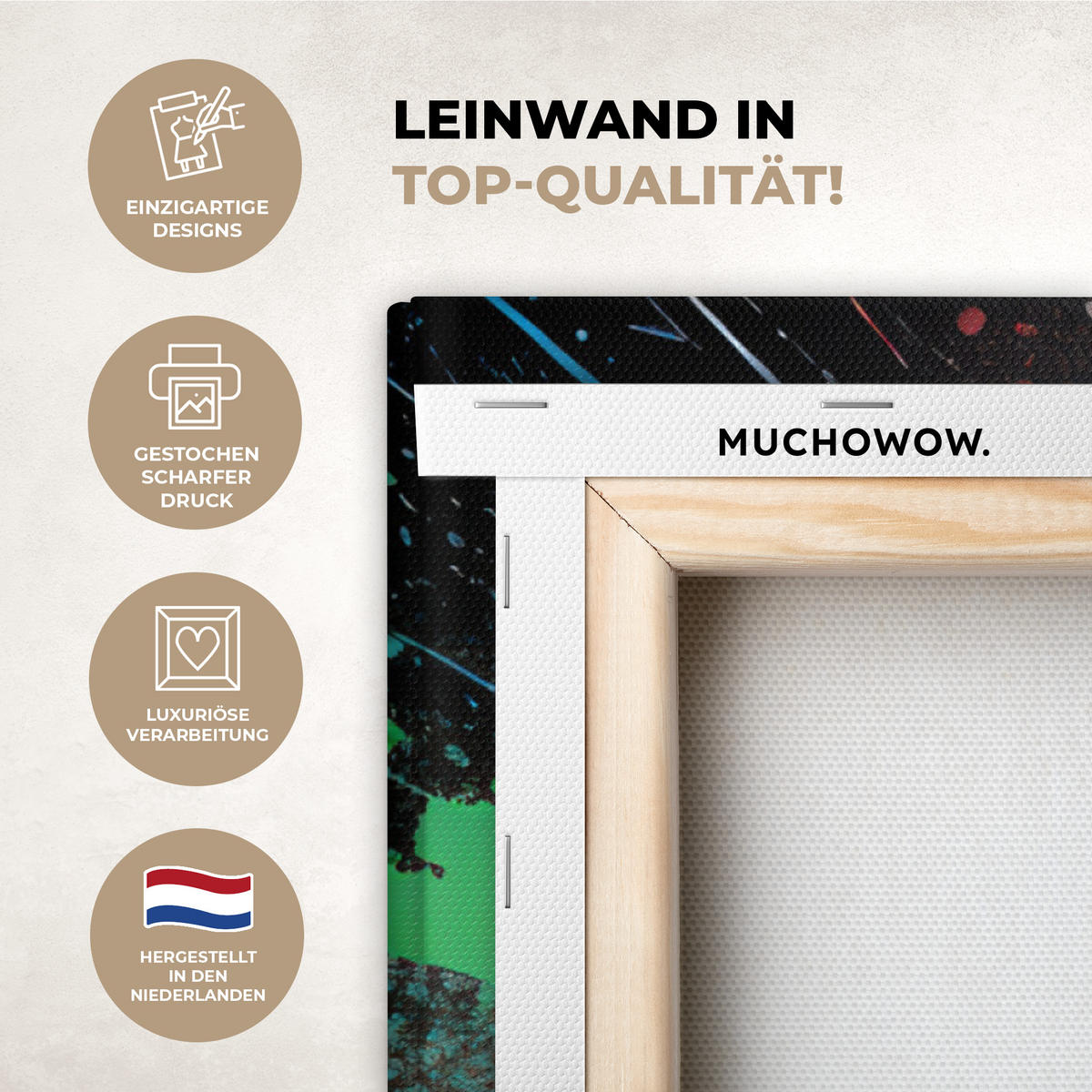 LEINWANDBILD Fußball - Farbe - Farben - Schwarz - Weiß 90x90 cm - Weiß, Textil (90/90cm) - MuchoWow