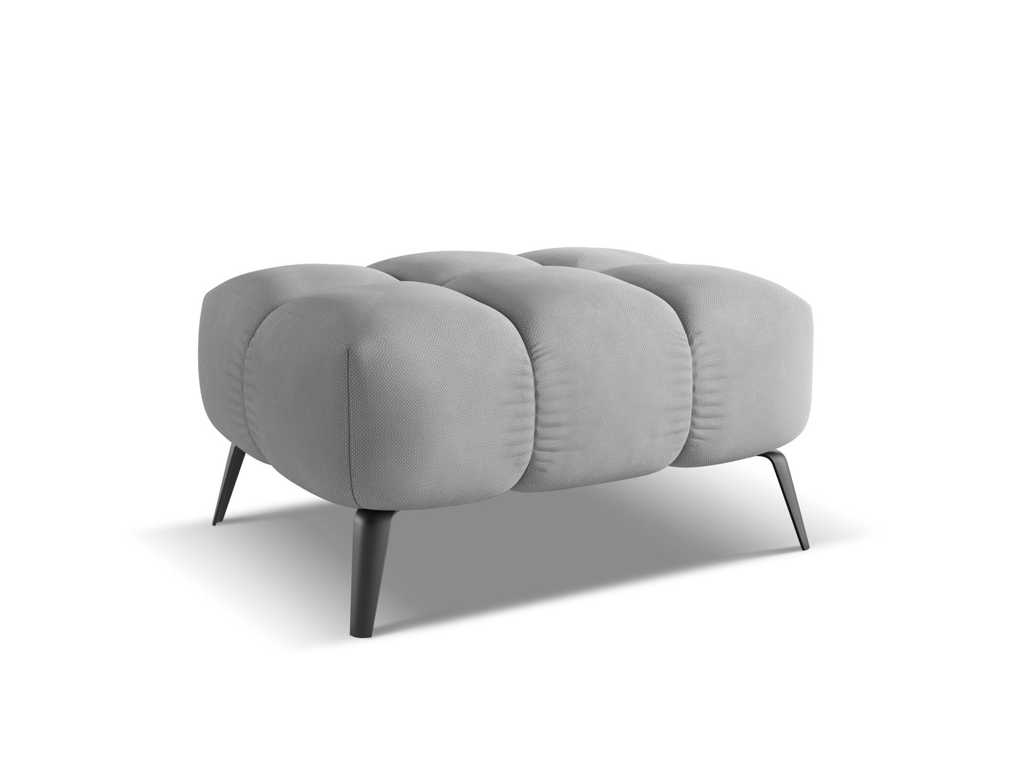 POUF Chenille Stoff Grau - Hellgrau/Schwarz, Textil/Metall (78/41/60cm) - Makamii