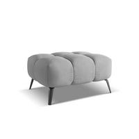 POUF Chenille Stoff Grau - Hellgrau/Schwarz, Textil/Metall (78/41/60cm) - Makamii