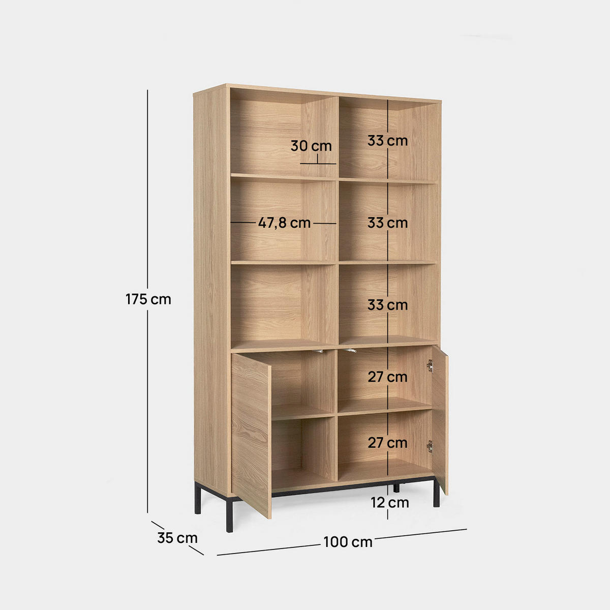 BÜCHERREGAL Remi Natürlich 100 cm x 175 cm - Naturfarben, Holzwerkstoff (100/175/35cm) - Klast Home