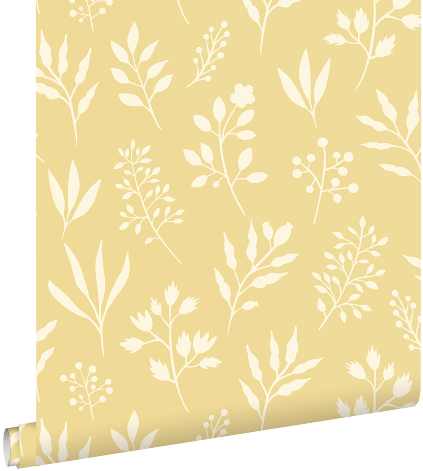 TAPETE Blumenmuster im skandinavischen Stil 50 x 900 cm - Gelb, Papier (50/900cm) - ESTAhome