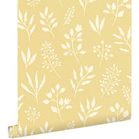 TAPETE Blumenmuster im skandinavischen Stil 50 x 900 cm - Gelb, Papier (50/900cm) - ESTAhome