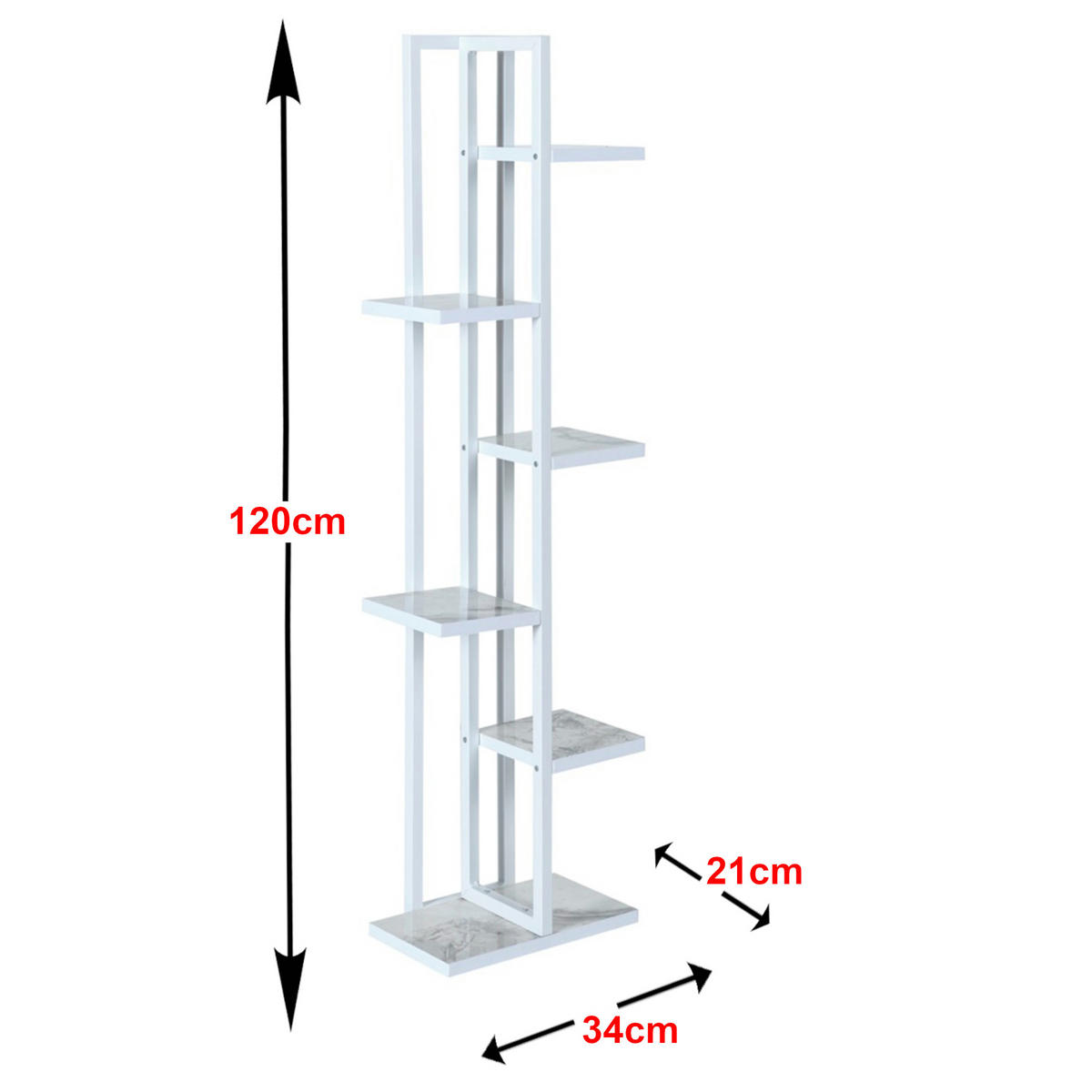 PFLANZENREGAL Tohmajärvi - Weiß Hochglanz, Holzwerkstoff/Metall (34/120/21cm) - [en.casa]