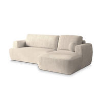ECKSOFA SENTI P R-S Creme Kordstoff mit Schlaffunktion - Creme, Holz (246/148cm) - MASSENO