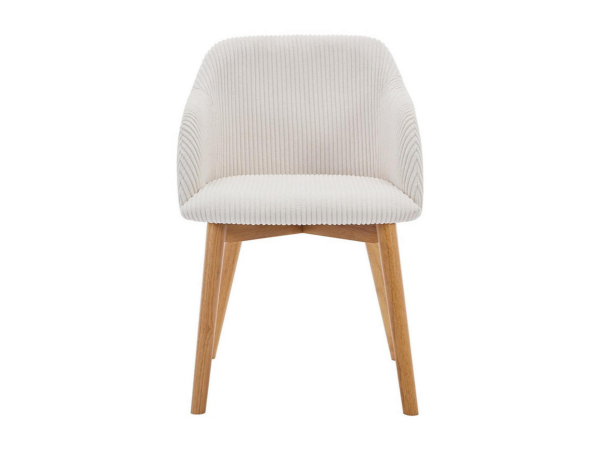 STUHL mit Armlehnen 6er-Set - Cord & Kautschukholz - Cremefarben - JELISA - Creme, Textil (54/79/56cm) - Vente-Unique