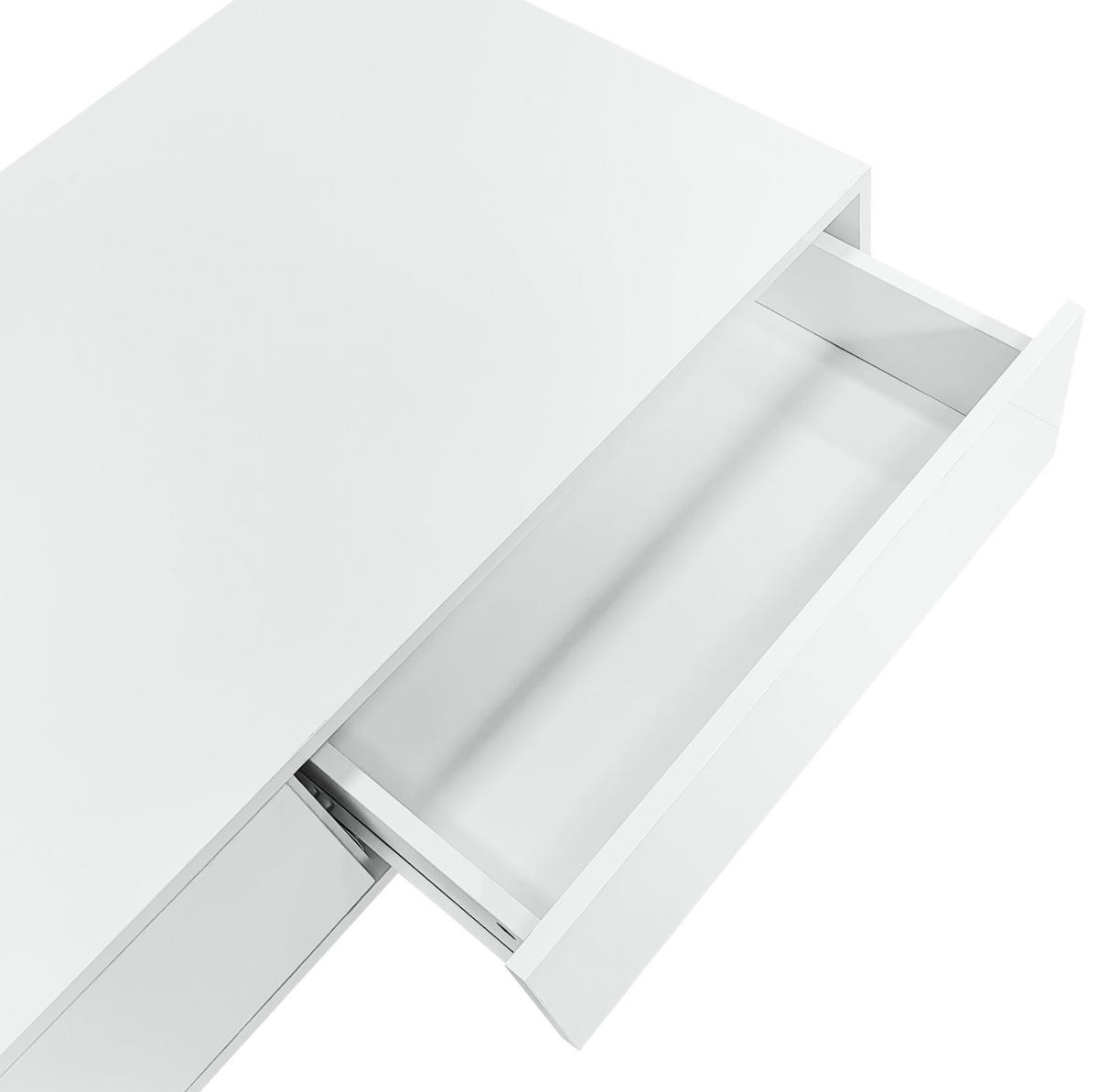 COUCHTISCH aus Spanplatte 115x55x34 cm Weiß mit 2 Schubladen und LED-Beleuchtung - Weiß, Holzwerkstoff (115/55/34cm) - IVMEU