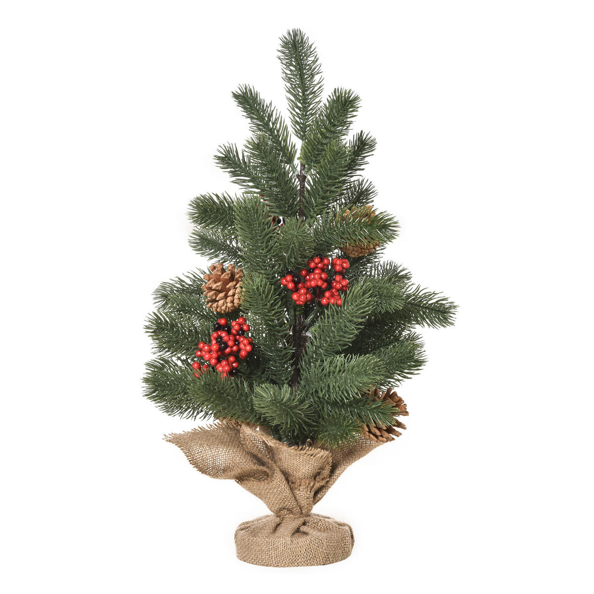 WEIHNACHTSBAUM DE-41616 Mini 50 cm, inkl. Schmuck und roten Beeren Grün/Mehrfarbig - Grün, Kunststoff (50cm) - ComfortXL