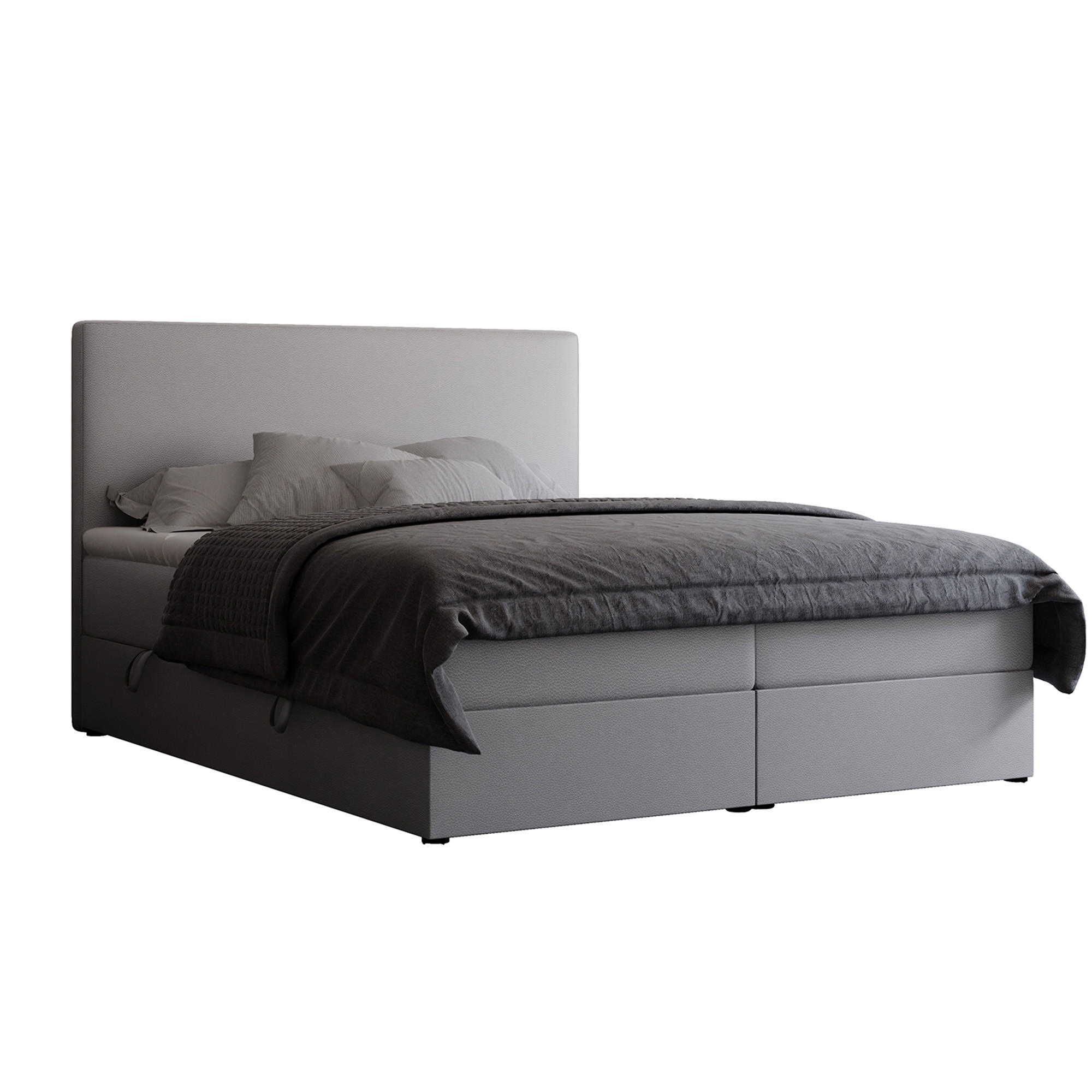 BOXBETT 200x200 cm mit Topper - Grau, Holzwerkstoff/Textil (200/200cm) - Idohome