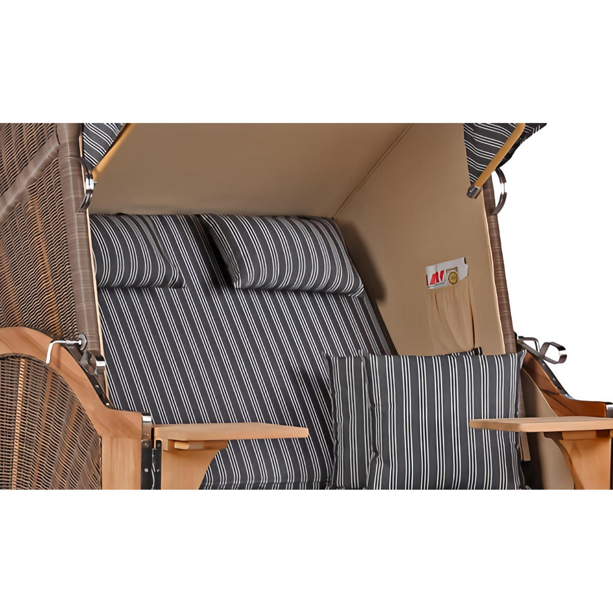 STRANDKORB SEEBLICK 2 Sitzer Teak - Braun/Grau, Metall (125/170/80cm) - Mr. Deko