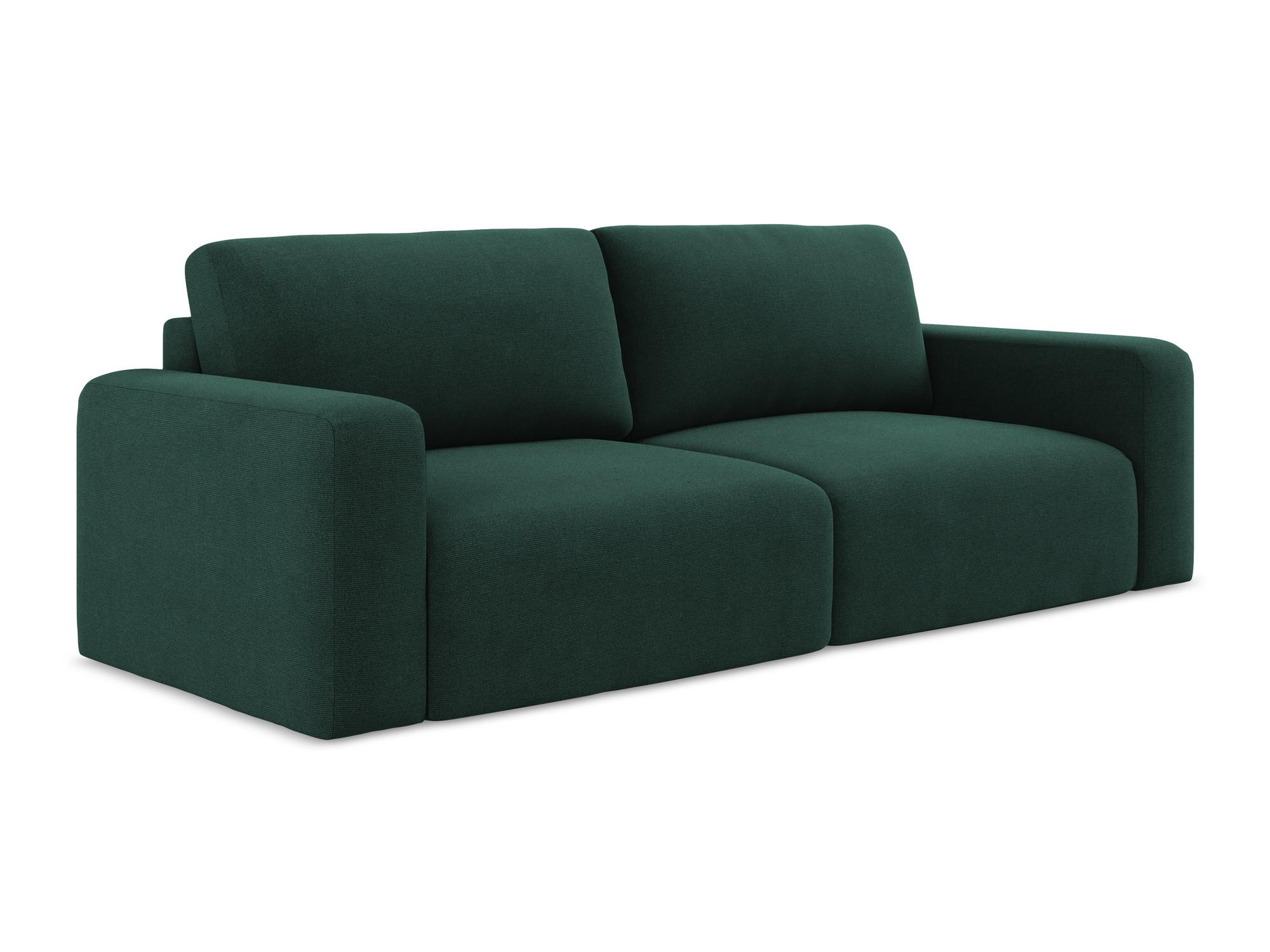 3-SITZER SOFA mit Schlaffunktion Strukturstoff Stoff Grün - Dunkelgrün/Schwarz, Kunststoff/Textil (244/79/102cm) - Makamii