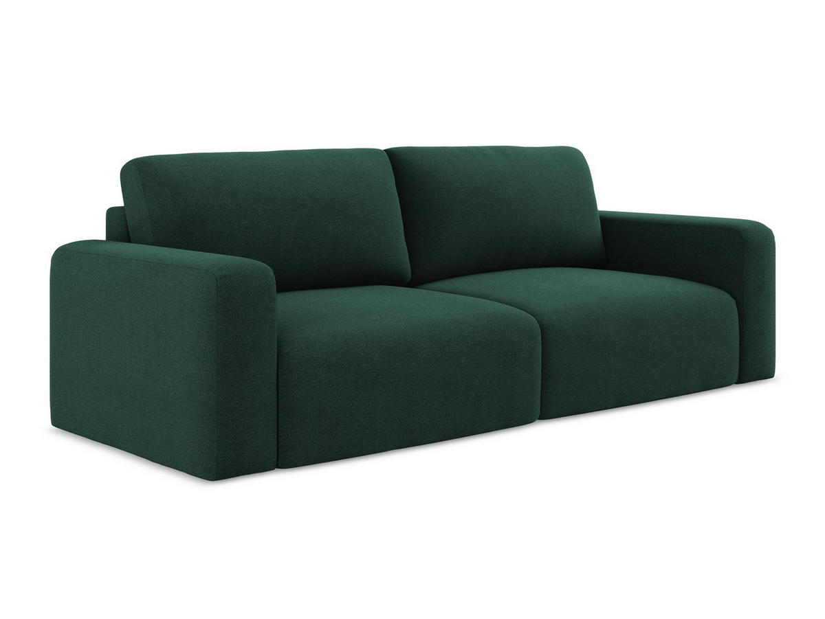 3-SITZER SOFA mit Schlaffunktion Strukturstoff Stoff Grün - Dunkelgrün/Schwarz, Kunststoff/Textil (244/79/102cm) - Makamii