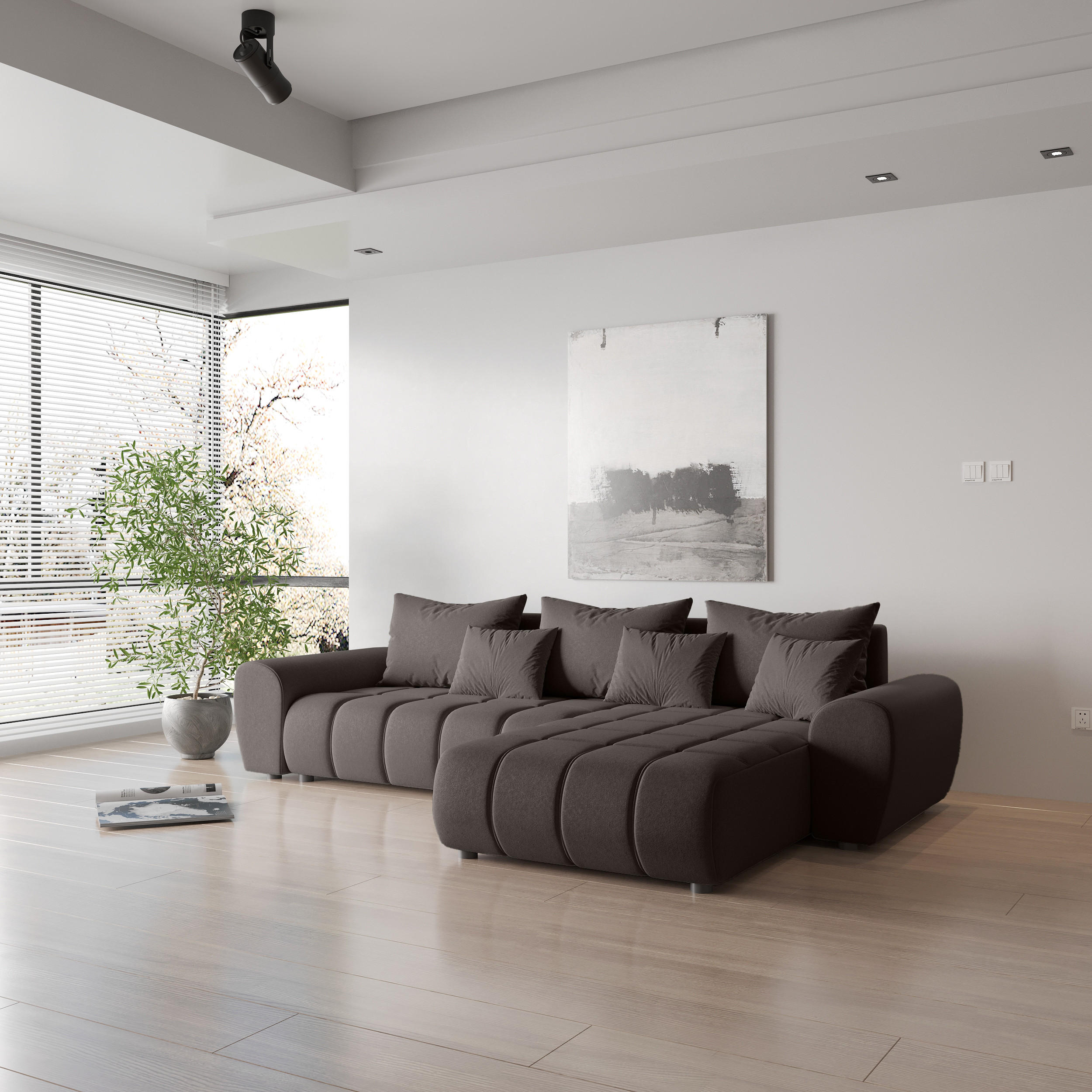 ECKSOFA Eide L mit Schlaffunktion, Braun - Braun, Textil (292/180cm) - Fedve