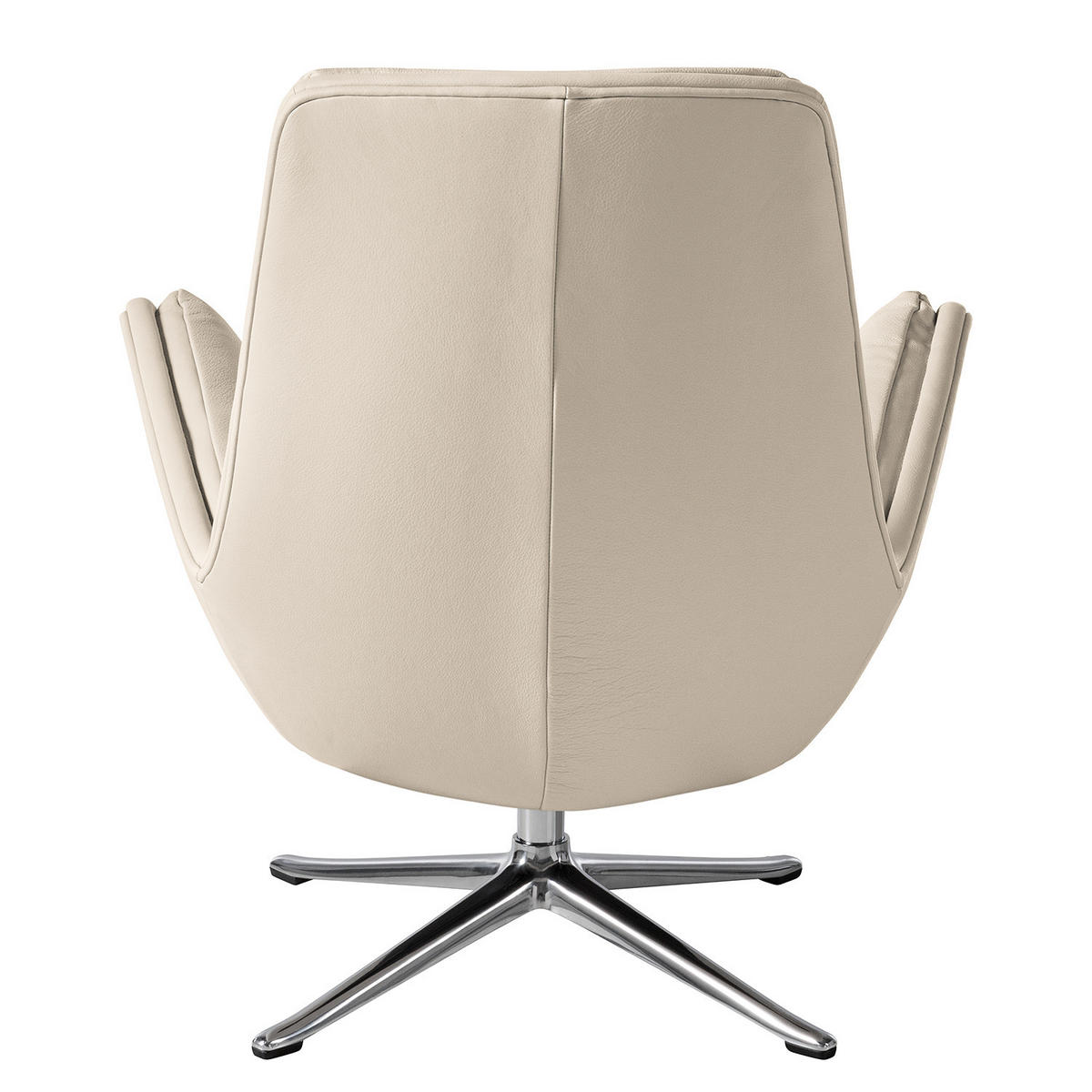 SESSEL mit Kreuzfuß - Chromfarben/Hellgrau, Leder/Metall (83/95/97cm) - home24