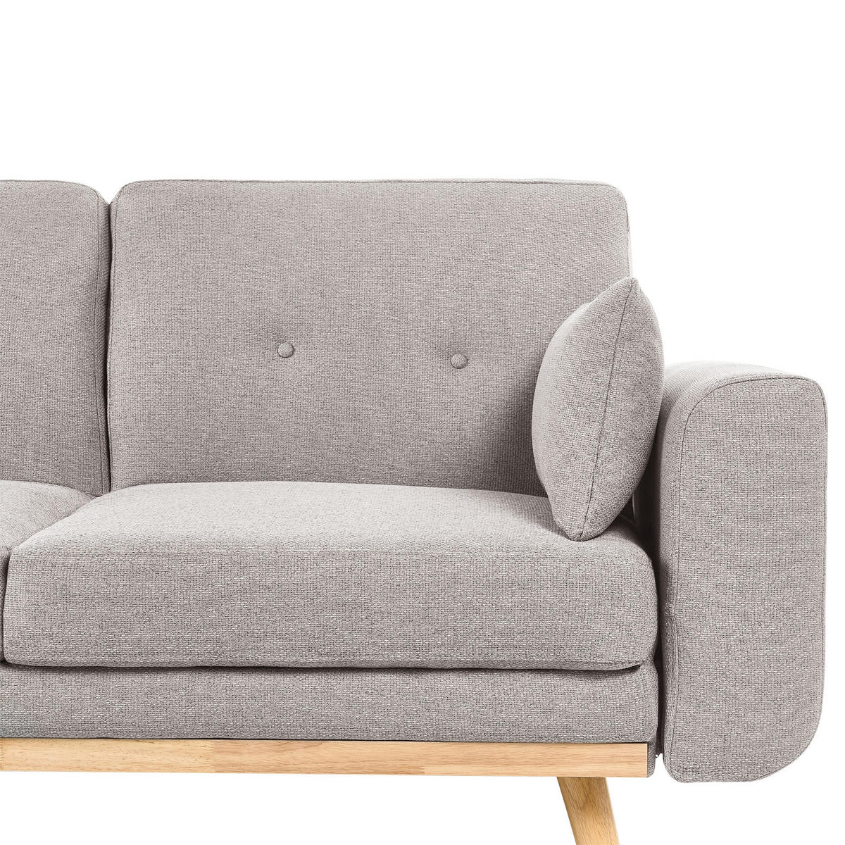 ROZKLÁDACÍ ROHOVÁ POHOVKA 3-místná Látka Šedá pravostranná Kaarina - světle hnědá, textil (260/152cm) - Beliani