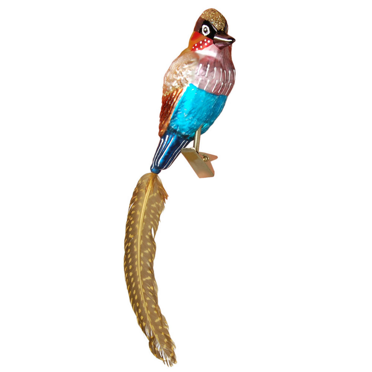 CHRISTBAUMSCHMUCK Eisvogel Goldfarbig 11cm (Glas / 1 Stk.) - Goldfarben, Glas (4/11/7cm) - Krebs Glas Lauscha