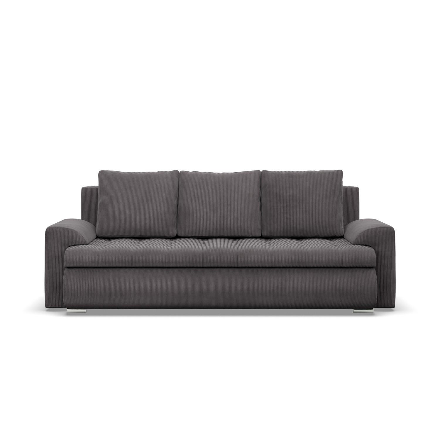 SOFA 3-SITZER MIT SCHLAFFUNKTION FORESTA, Cord - Dunkelgrau - Dunkelgrau, Textil (222/92/96cm)