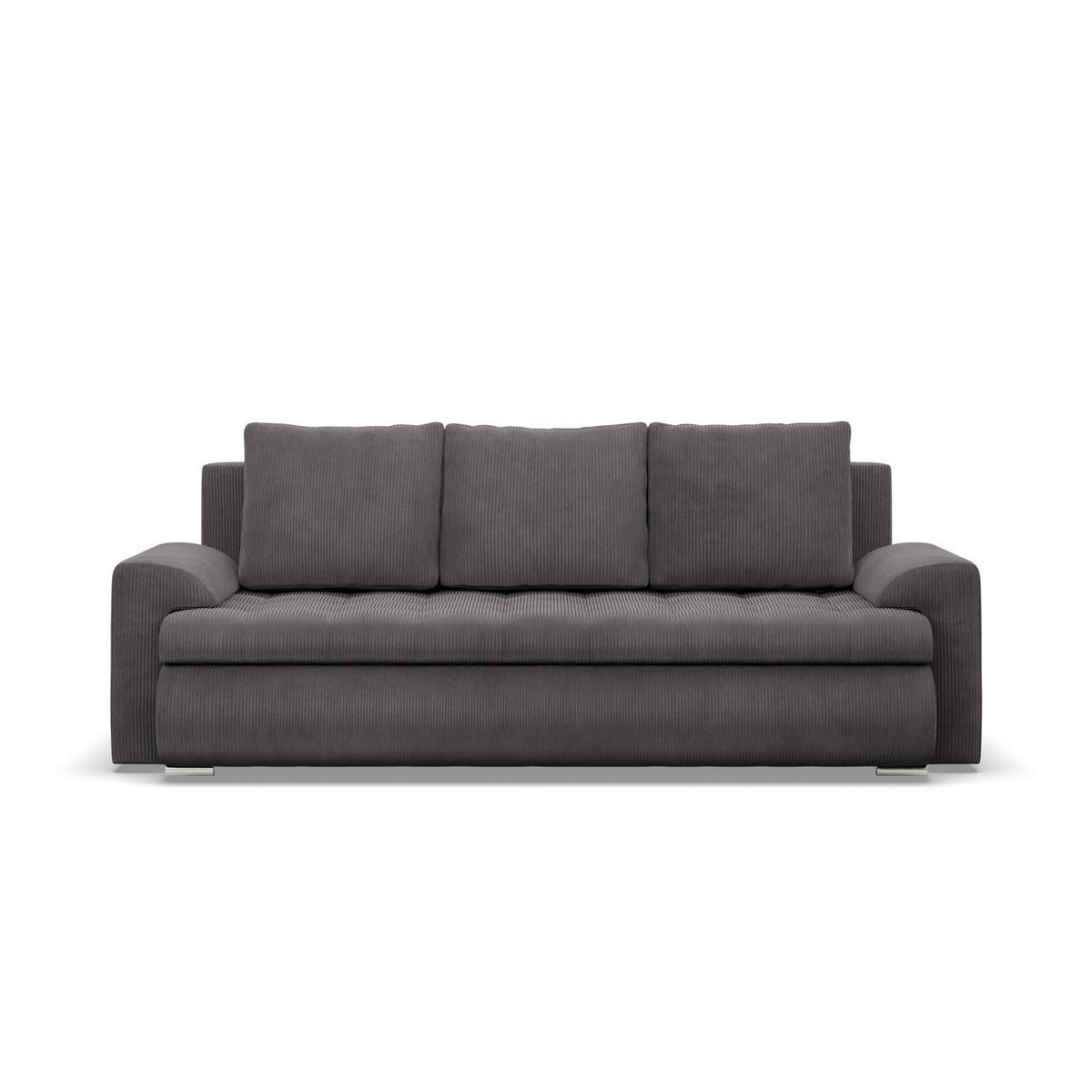 SOFA 3-SITZER MIT SCHLAFFUNKTION FORESTA, Cord - Dunkelgrau - Dunkelgrau, Textil (222/92/96cm)