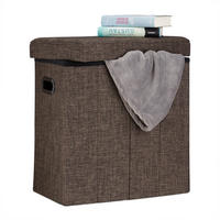 TABURET Smeđa sklopivi s prostorom za pohranu - smeđa, drvni materijal/tekstil (46/49.5/25.5cm) - Relaxdays