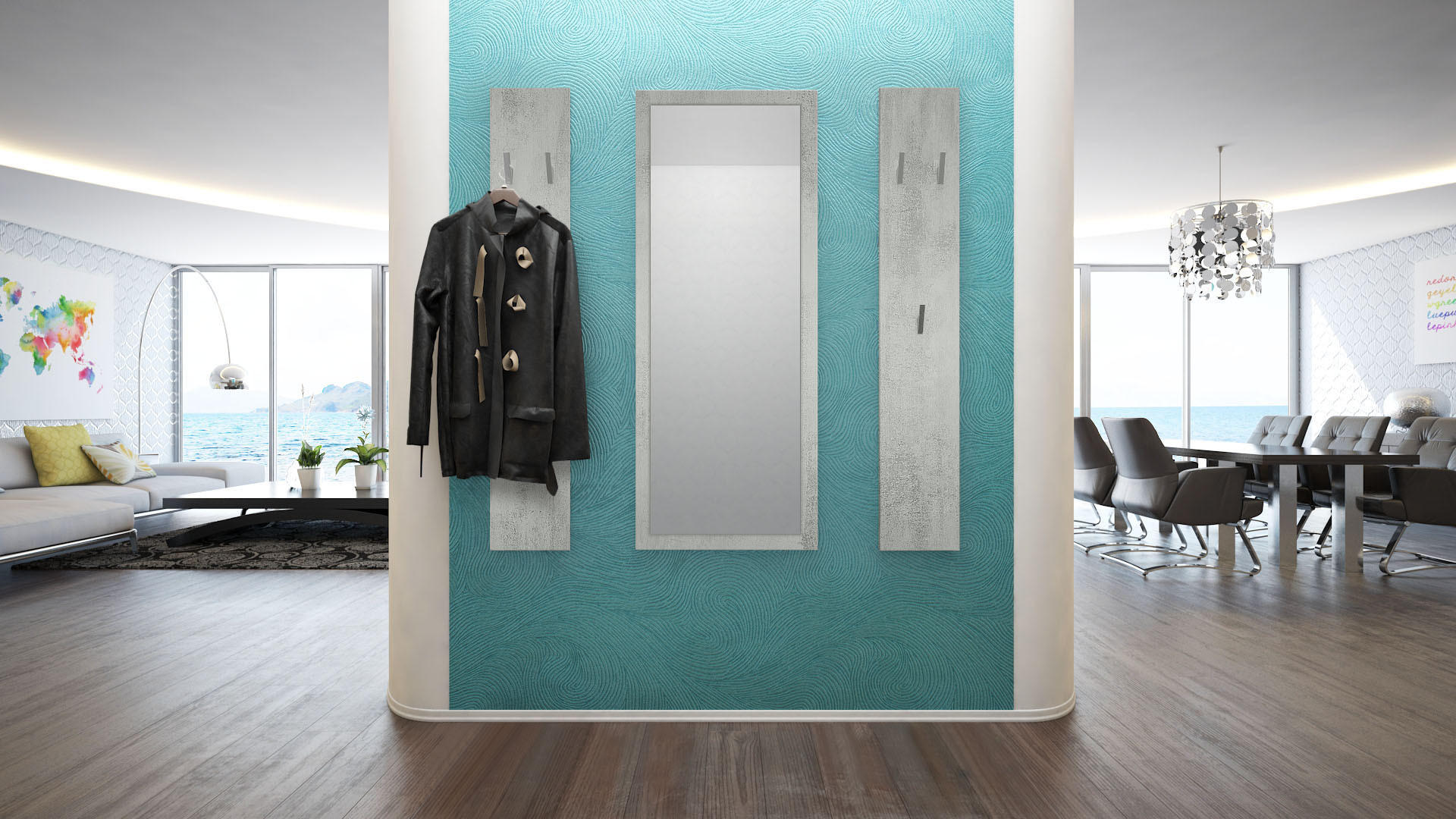 GARDEROBE Spot Beton Oxid Optik - Hellgrau, Holzwerkstoff (120/140/2cm) - Vladon