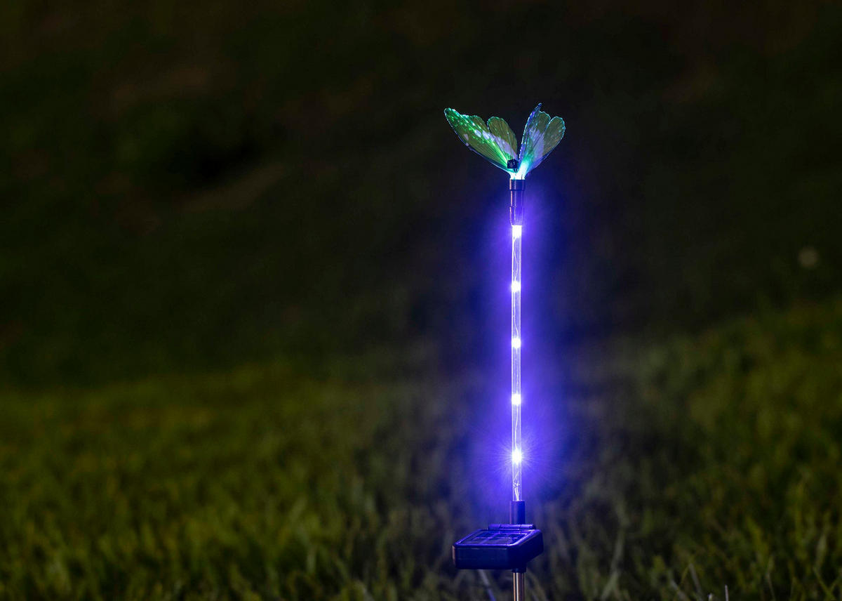 LED-SOLAR-GARTENSTAB - grün mit automatischer Beleuchtung und einfacher Installation für Blumenbeete und Gartenwege, 1er-Set - Grün, Kunststoff (10/10/70cm) - Northpoint