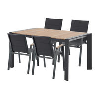 GARTENESSGRUPPE im Set - 4 -Sitzer - Aluminium - anthrazitgrau, naturfarben hell - LIOUS - Anthrazit, Metall - Vente-Unique