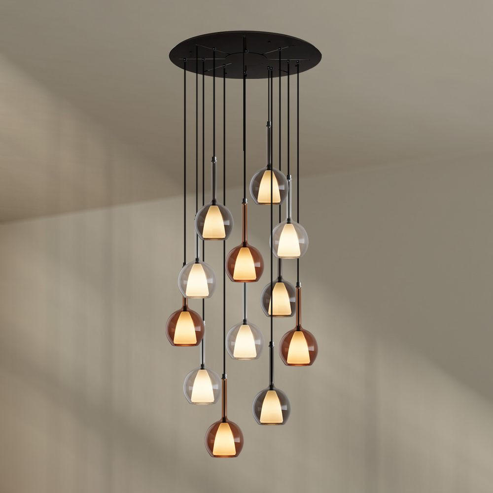 GALERIELEUCHTE Belluna 12-flammig Mehrfarbig Ø 14cm - Multicolor, Glas (14/14/35cm) - s.luce