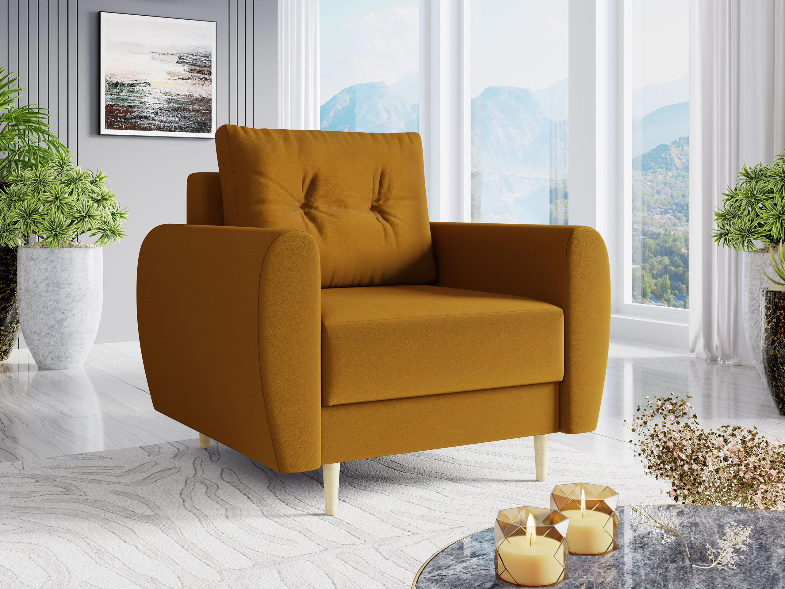 SESSEL Palermo - Naturfarben/Braun, Holz/Textil (104/95/82cm) - MIRJAN24
