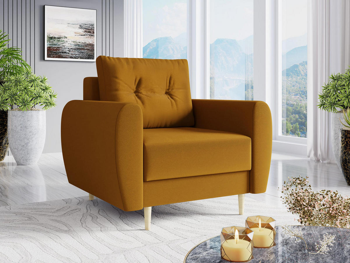 SESSEL Palermo - Naturfarben/Braun, Holz/Textil (104/95/82cm) - MIRJAN24