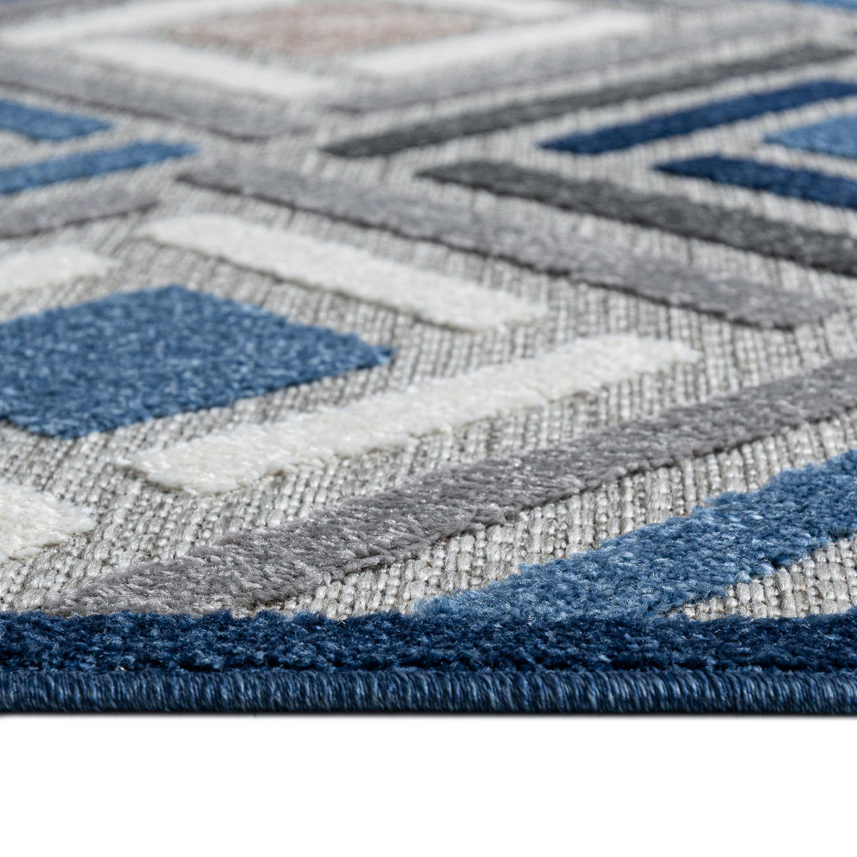 TEPPICH In-Outdoor Blau Abstract - Kurzflor Rechteckig Grau - 140 x 200 cm - Blau, Textil (140/200cm) - Mazovia