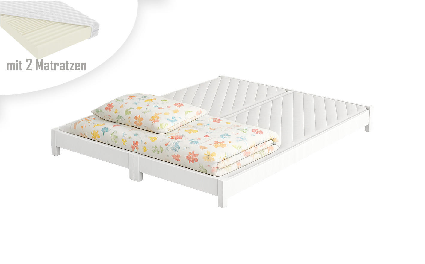 STAPELBETTEN 2-er Set Sendi 180x90 weiß mit Matratzen - Weiß, Holzwerkstoff - LUKDOM