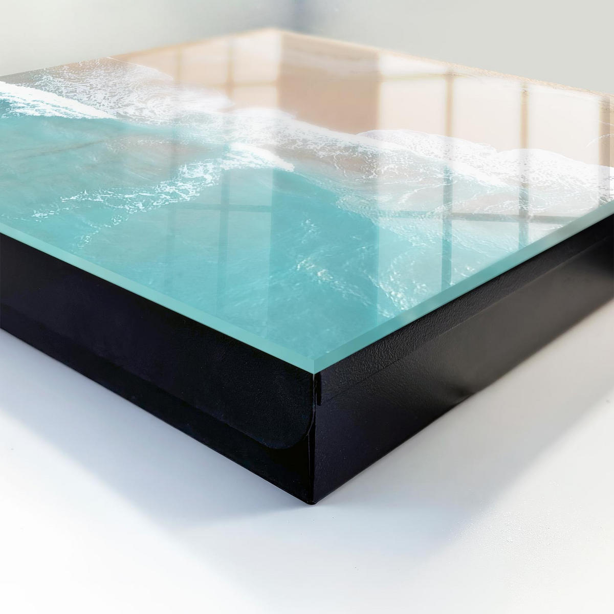 SCHLÜSSELBOX Schwarz 30x30 cm- Türöffnung nach rechts - Strandentspannung - Türkis, Metall (30/30/5cm) - TULUP