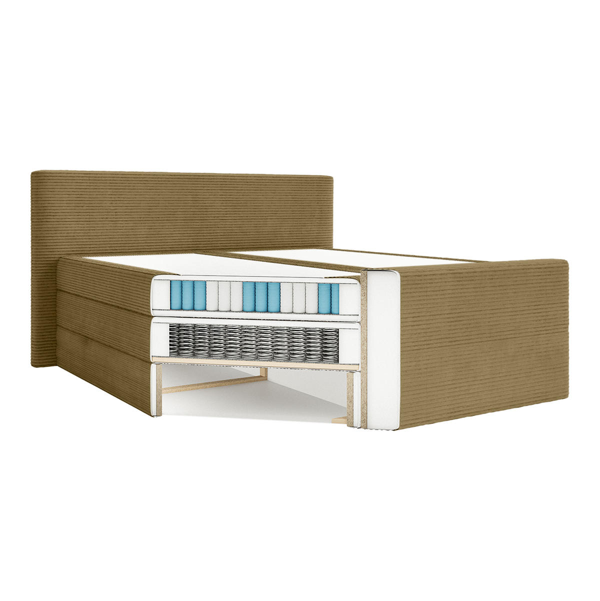 BOXSPRINGBETT Velipoja Cord 160x200 cm, Braun - Braun, Textil (160/200cm) - Fedve