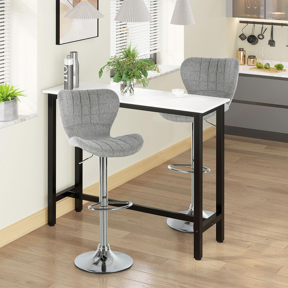 BARHOCKER 2er-Set DE-14687 höhenverstellbar & 360° schwenkbar Grau - Grau, Metall (51.5/111.5/47cm) - ComfortXL