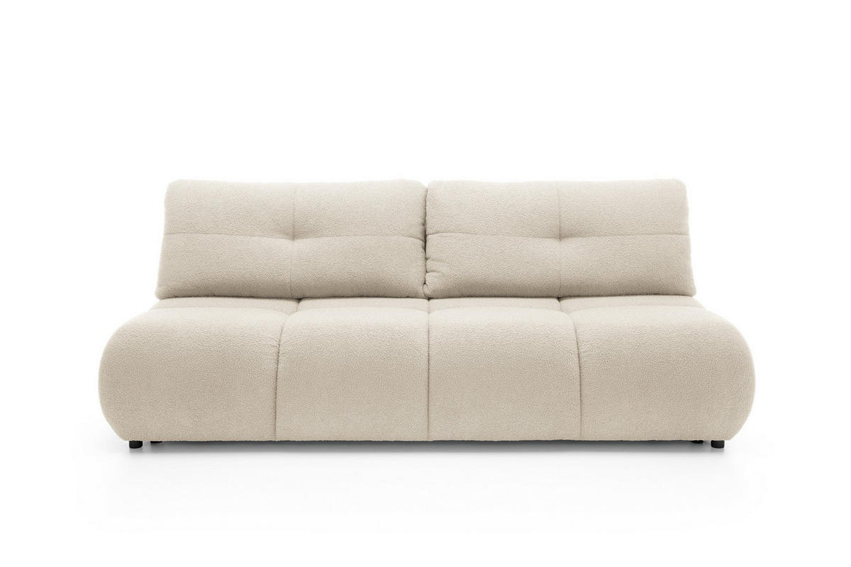 BETTSOFA CORSO Beige Bucle-Stoff mit Schlaffunktion - Beige, Holz (214/89/104cm) - MASSENO