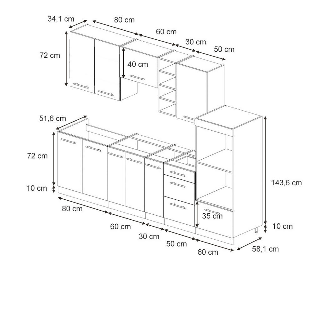 Thumbnail - Vicco Küchenzeile, Hellblau, Anthrazit, Holzwerkstoff, Küchenblock,Rechteckig, 280x81.6x46 cm, Küchen, Küchenzeilen & Kü...