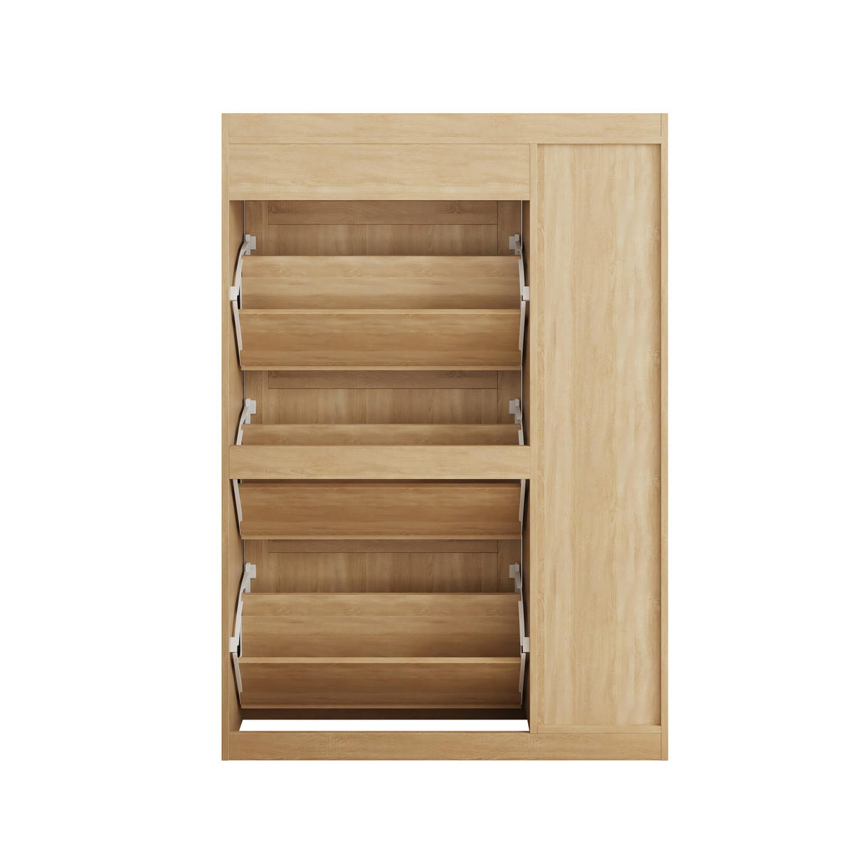 SCHUHSCHRANK 90x24x130cm Rattan mit 3 Klappen, 2 Schubl. - Naturfarben, Holzwerkstoff (90/130/24cm) - FLIEKS