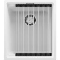 SPÜLBECKEN Praga Slim, 2-er set Weiß 41/47 cm 1 Becken + Ablauf-Set + Aufrollbare Abtropffläche ab 45er Unterschrank - Chromfarben/Weiß, Kunststoff (41/20/47cm) - Primagran