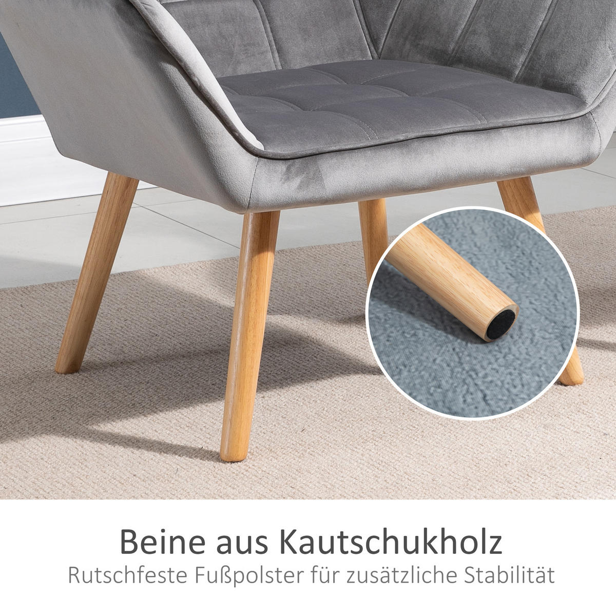 EINZELSESSEL, Relaxsessel, Sessel, Grau - Grau, Kunststoff (62/72.5/64cm) - HOMCOM