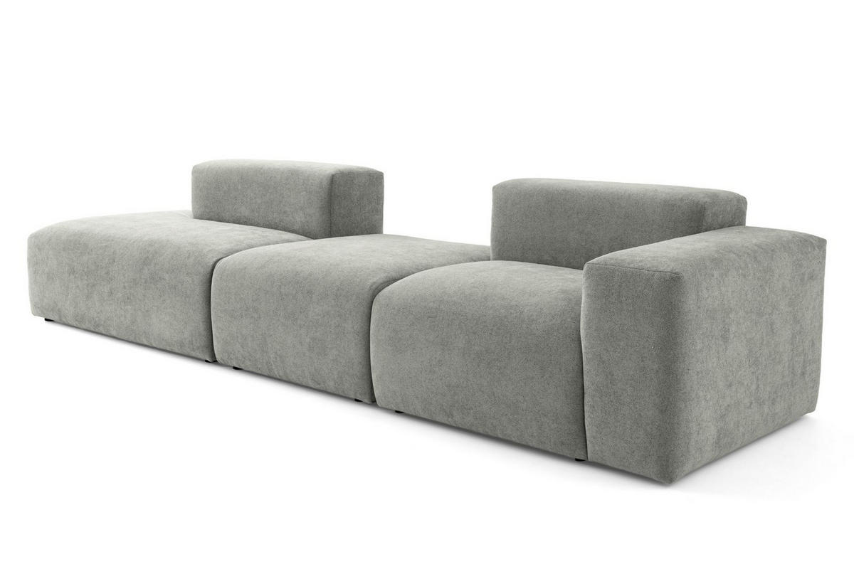 4-SITZER modulares Sofa HEAVEN SET 4 Links, Breite 335 cm Webstoff Grau - Schwarz/Grau, Holz/Kunststoff (335/71/102cm) - Muffo