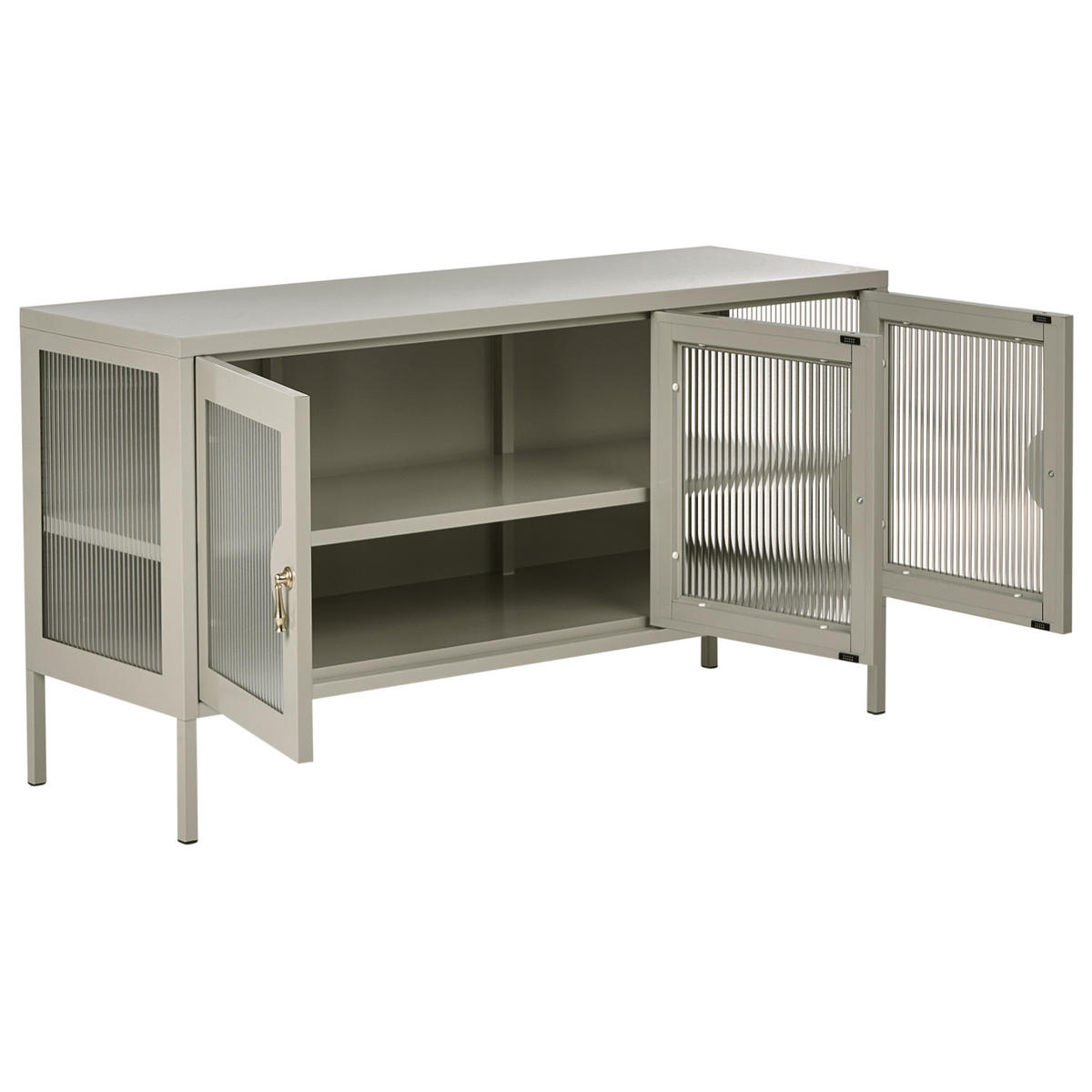 SIDEBOARD mit 3 Türen Metall Hellbeige Gleora - Beige, Metall (120/65/40cm) - Beliani