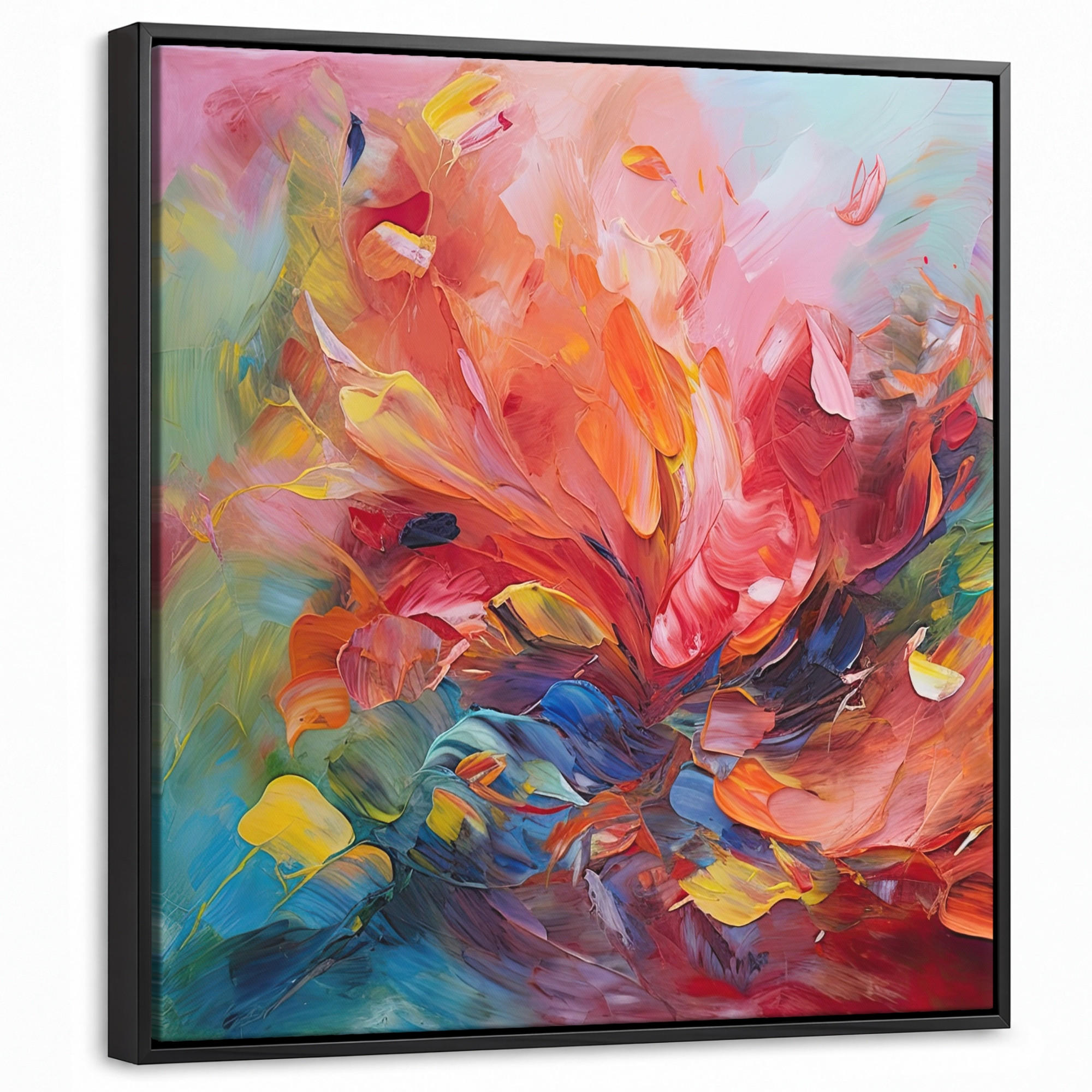 LEINWAND Bilder mit Rahmen - Ölgemälde - Kunst - Abstrakt - Farbenfroh - 50x50 - Altrosa, Textil (50/50cm) - MuchoWow