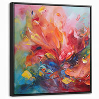 LEINWAND Bilder mit Rahmen - Ölgemälde - Kunst - Abstrakt - Farbenfroh - 50x50 - Altrosa, Textil (50/50cm) - MuchoWow
