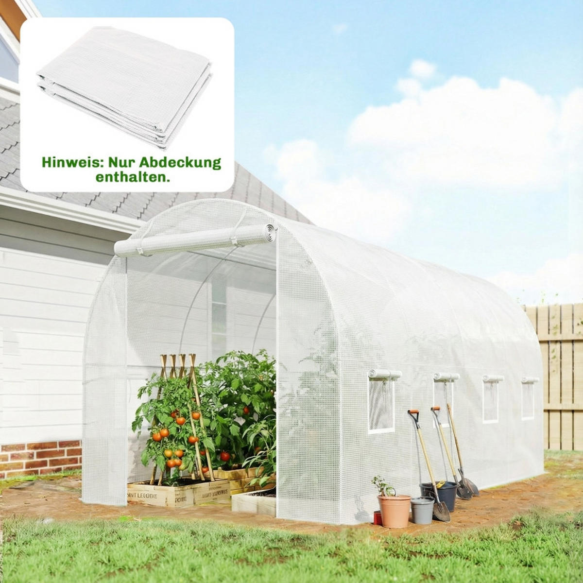 GEWÄCHSHAUSFOLIE 4x2 m Tür Fenster UV Schutz weiß - Weiß, Kunststoff (400/200/200cm) - Fortuna Lai
