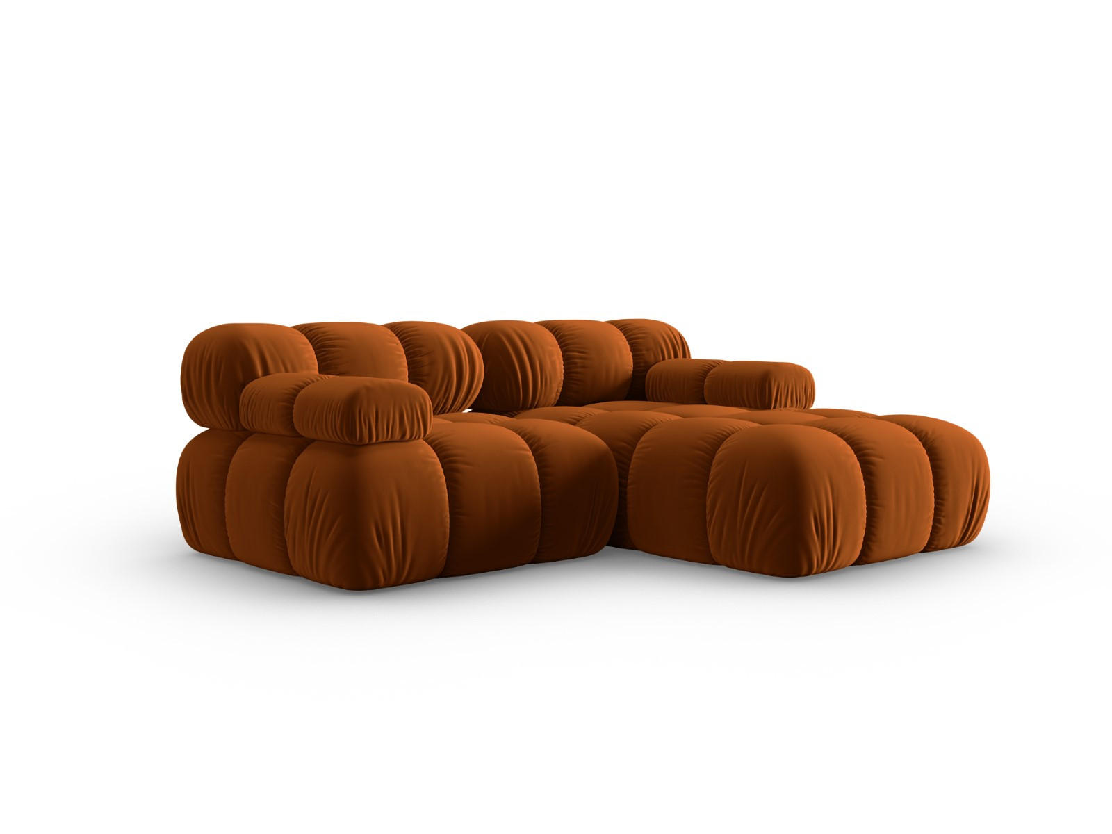 MODULARES-ECKSOFA rechts Bellis aus Samt terrakotta 3 Sitzplätze - Terra cotta, Textil (157/191cm) - Micadoni