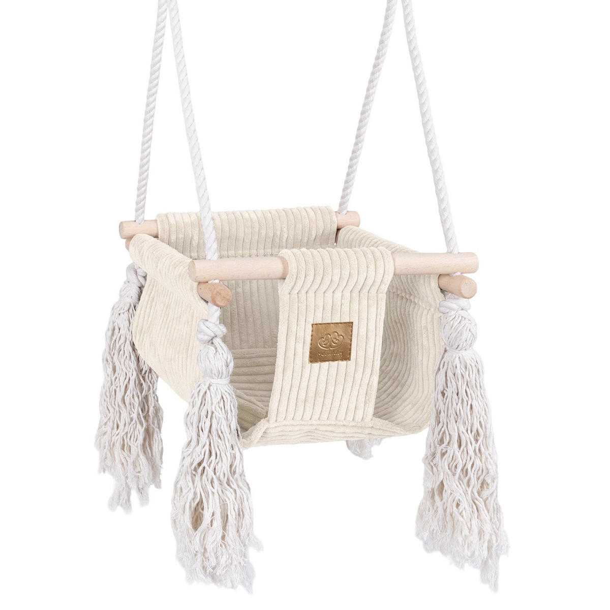 BABYSCHAUKEL zum Aufhängen im Quadrat-Design aus Cord in Vanille - Beige, Textil (35/170/170cm) - MeowBaby