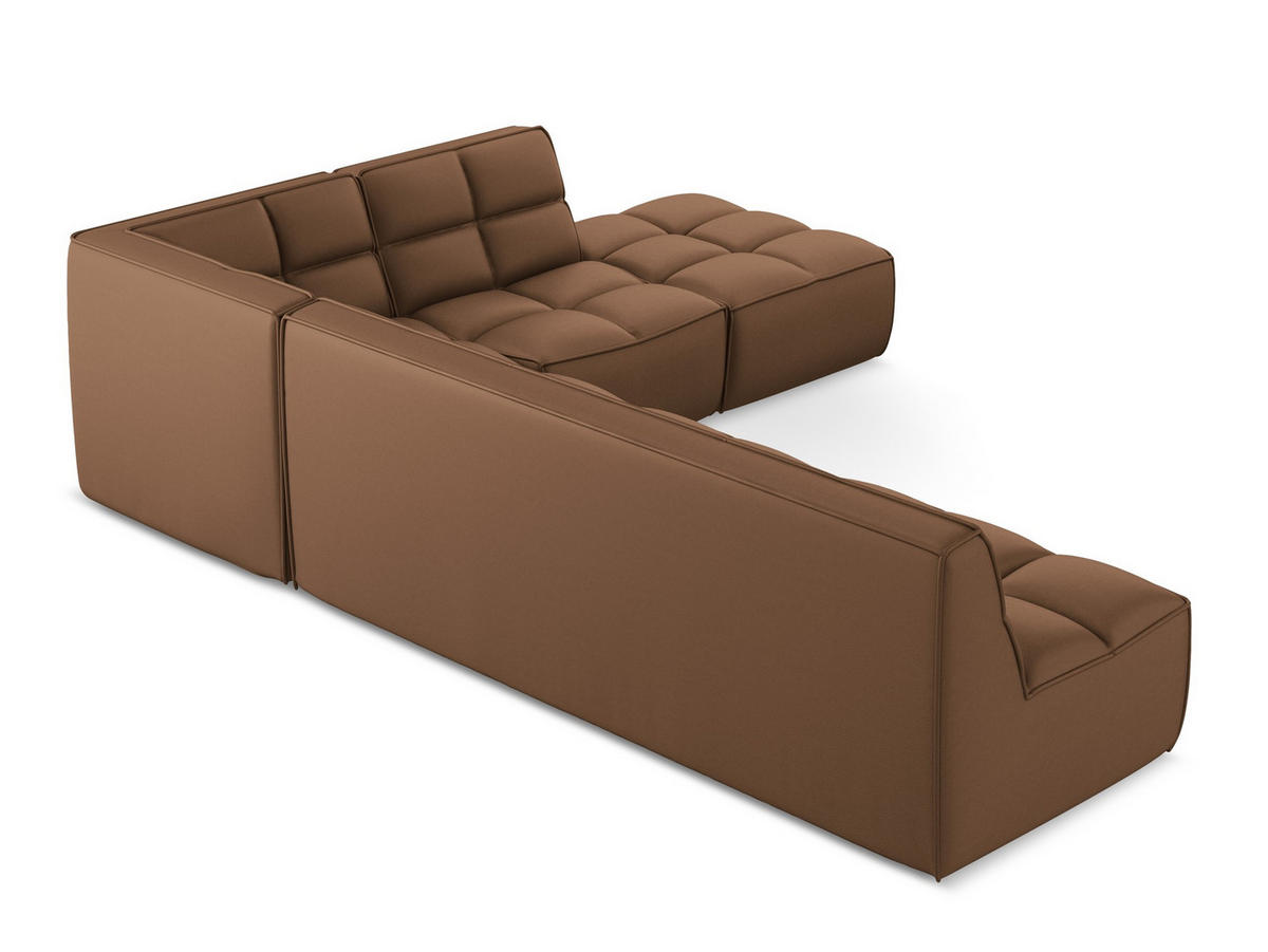 ECKSOFA Beidseitig Kunstleder Braun - Lila/Schwarz, Leder/Kunststoff (308/258cm) - Makamii